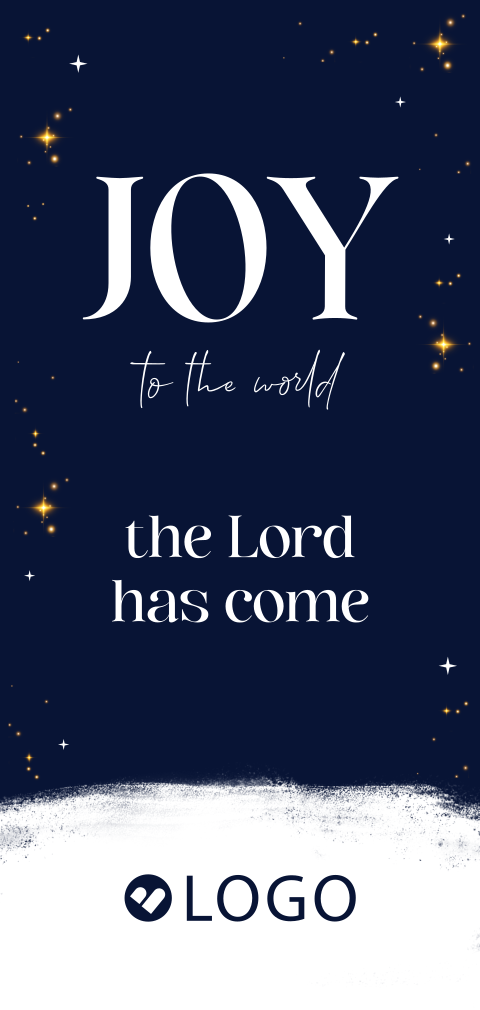 Christelijke kerstkaart vrede en Joy met logo en sterren