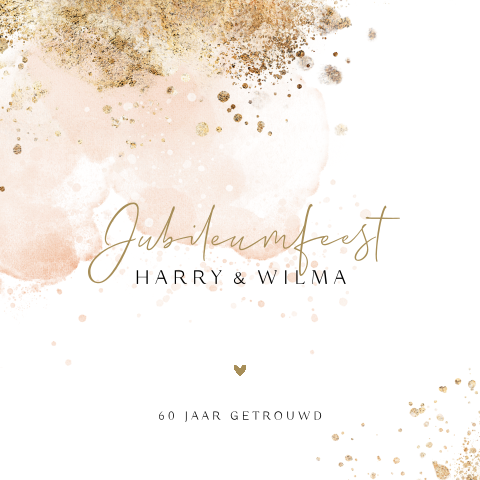 Jubileumkaart 60 jaar getrouwd met aquarel en spetters