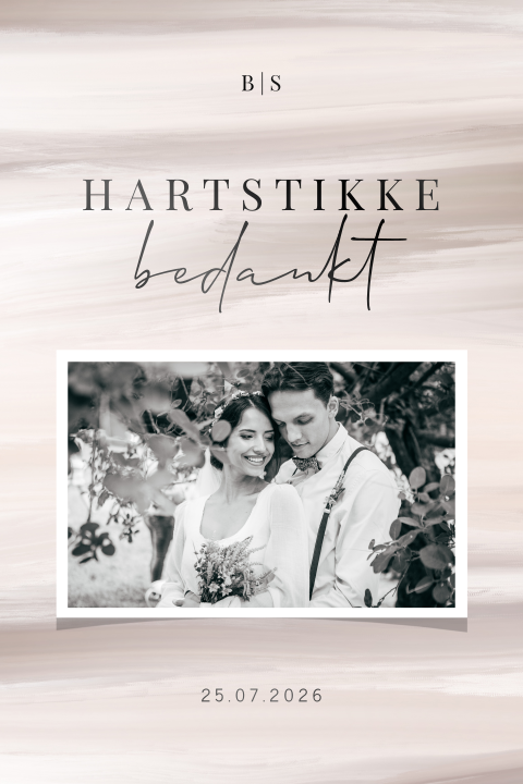 Foto bedankkaart met zwartfolie, ronde hoeken en verf strepen