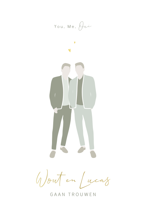 Gay trouwkaart clean met silhouet twee mannen