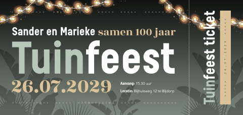 Tuinfeest ticket uitnodiging samen 100 jaar