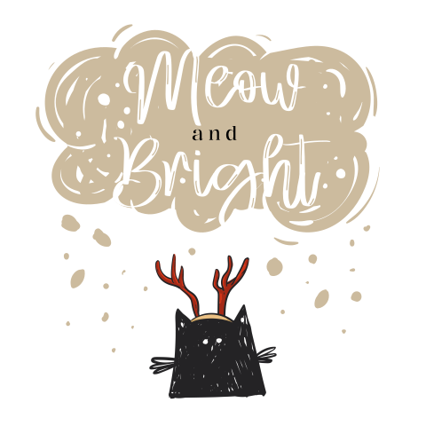 Kerstkaart met poes met gewei Meow New Year