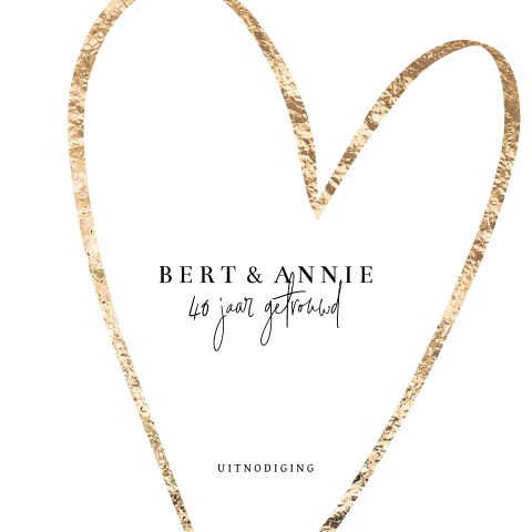 Uitnodiging 40 jaar getrouwd met gouden hart