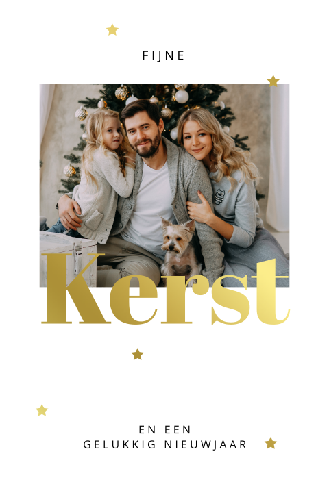 Cleane foto kerstkaart met goudfolie