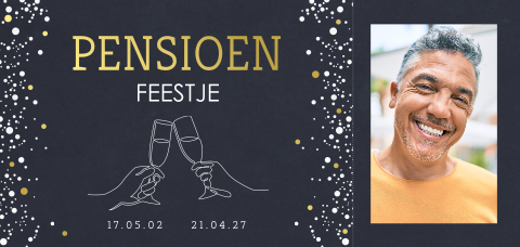 Pensioen ticket uitnodiging met folie en foto
