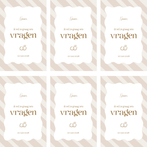 Gestreepte kaarten voor getuige of ceremoniemeester met ringen