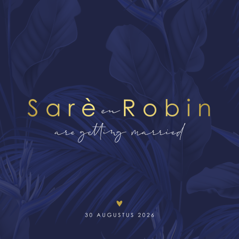 Goudfolie huwelijksuitnodiging met ronde hoeken en bladeren