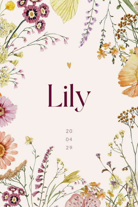 Bloemen geboortekaartje voor een meisje