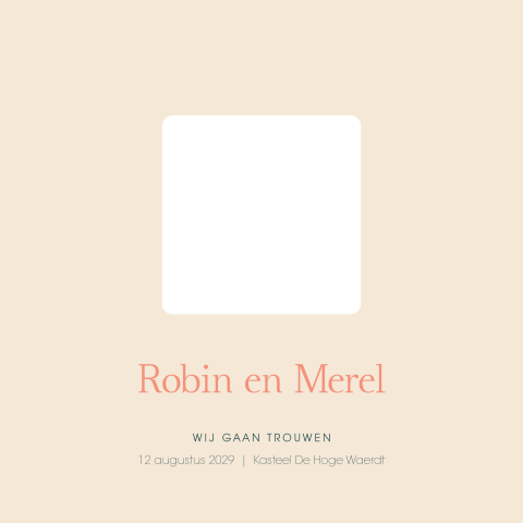 Trouwkaart met doorkijkje naar bergen en zon