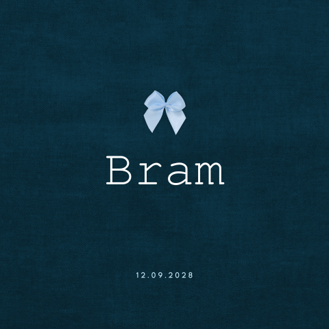 Basic geboortekaartje jongen met jeanslook en echt strikje