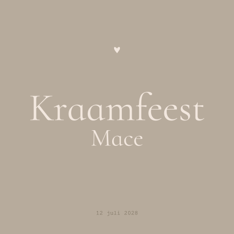 Typografische kraamfeest uitnodiging met hartje