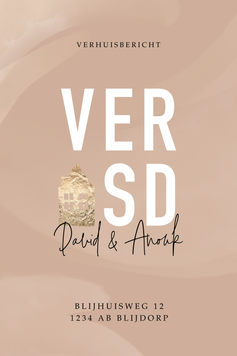 Moderne verhuiskaart met aquarel veeg en huisje