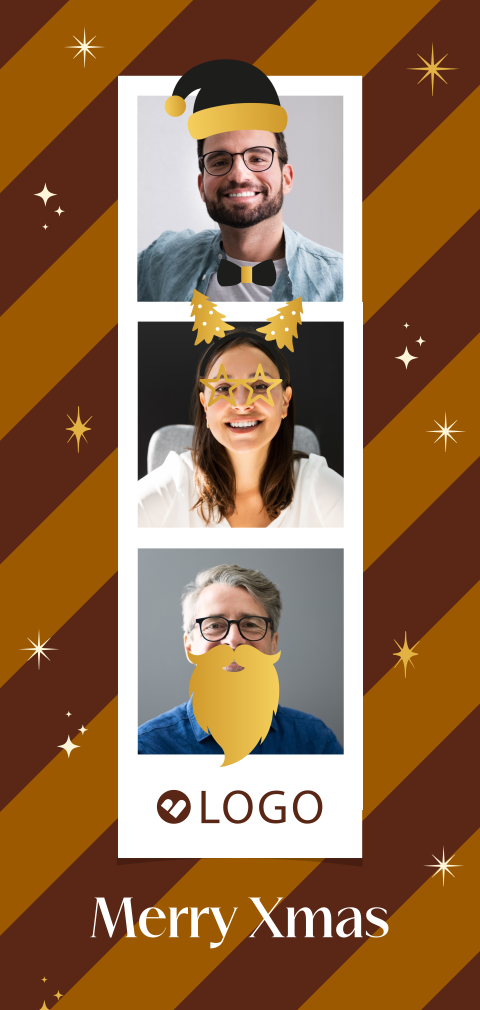 Goed doel grappige zakelijke kerstkaart met foto en kerst props