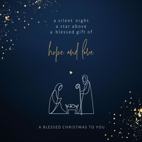 Christelijke kerstkaart 'hope and love'