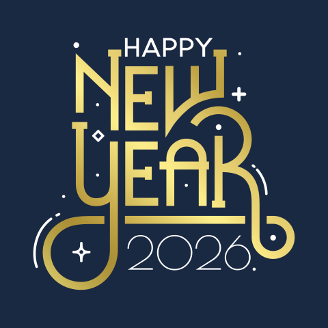Happy New Year kerstkaart zakelijk met folie en jaartal 2026