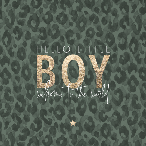 Felicitatiekaart hello little boy met dierenprint