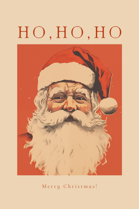 Vintage kerstkaart met illustratie van de kerstman