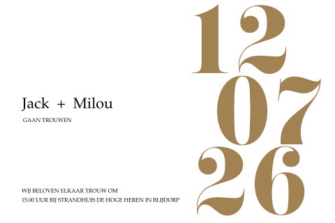 Basic trouwkaart met opvallende datum