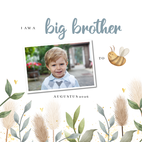Aankondiging zwangerschap met foto grote broer to be(e)