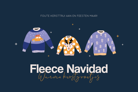 Warme kersttruien wenskaart met Fleece Navidad
