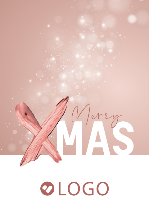 Roze zakelijke kerstkaart voor beauty branche met logo