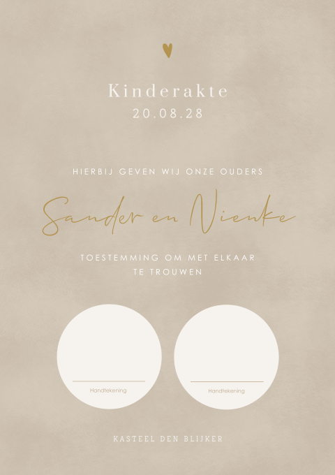 Rustige kinderakte trouwen