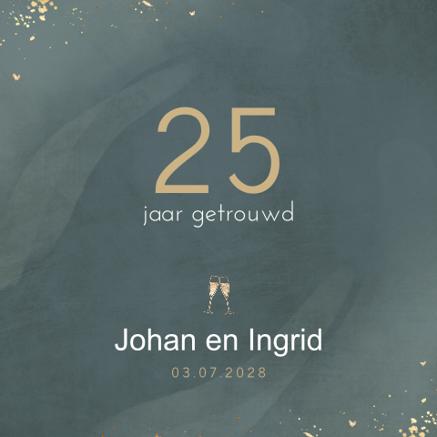 Rustige jubileumkaart met champagne glazen