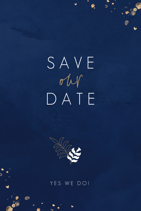 Save the Date kaart Something Blue met takje