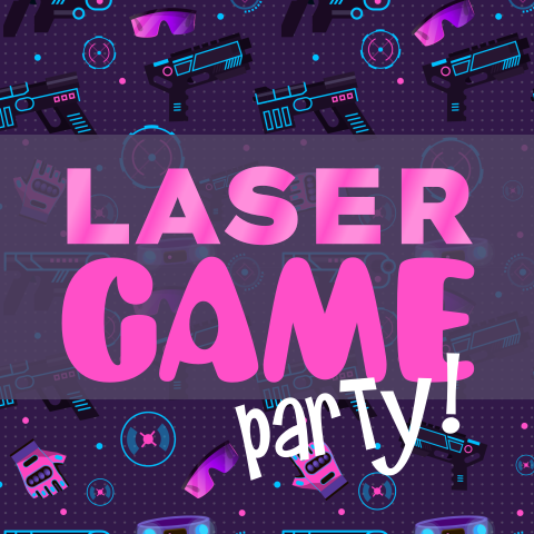 Uitnodiging kinderfeestje lasergame party met laserguns