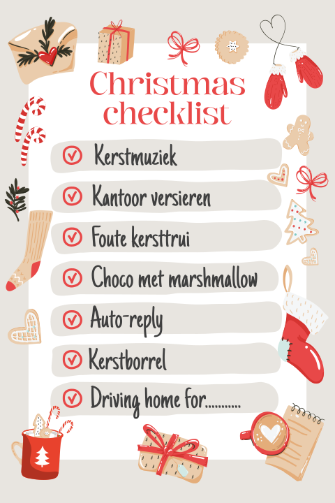 Checklist lijstje zakelijke kerstkaart met illustraties