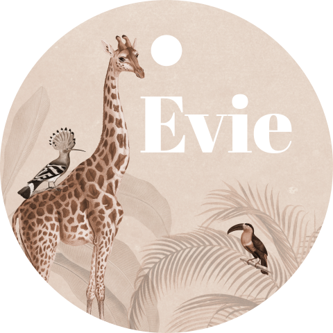 Giraffe jungle labeltje geboorte (per 16 stuks)
