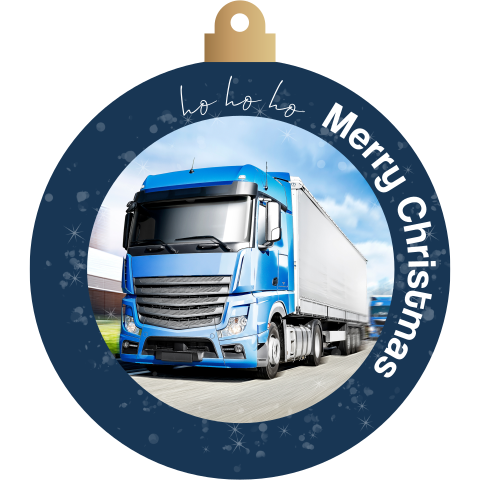 Transport branche zakelijke kerstkaart in kerstbal vorm met foto