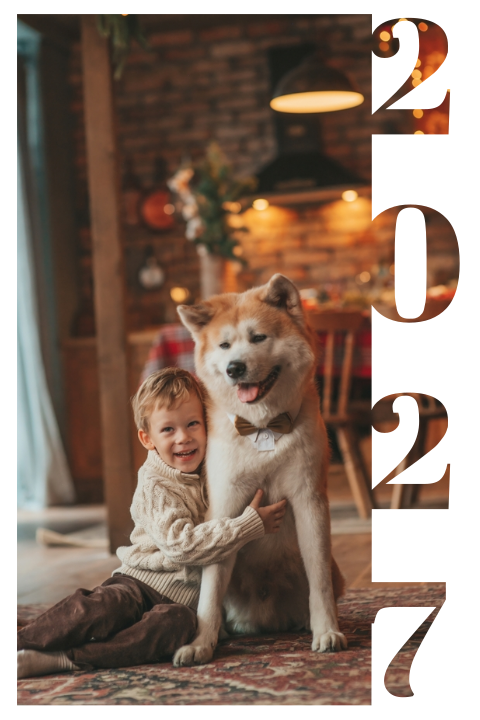Kerstkaart met eigen foto en jaartal 2027
