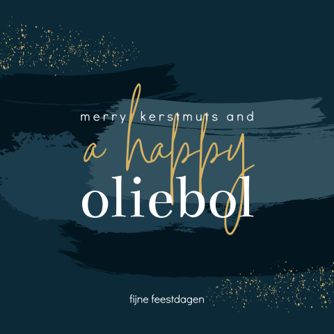 Merry kerstmuts and a happy oliebol kerstkaart