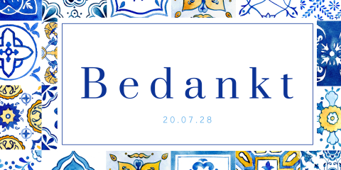Trouwbedankje label met mediterraans tegeltjes patroon