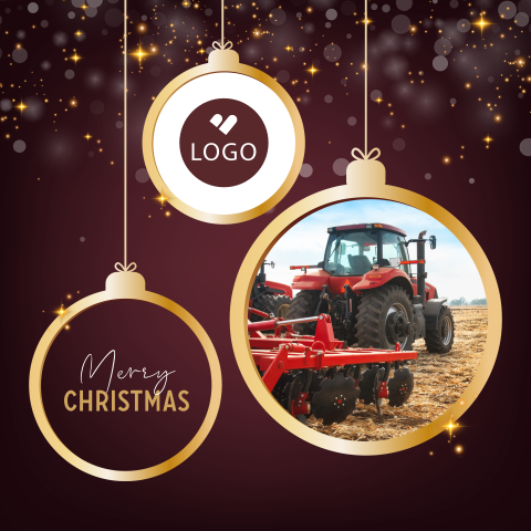 Kerstballen met logo en foto agrarisch zakelijke kerstkaart