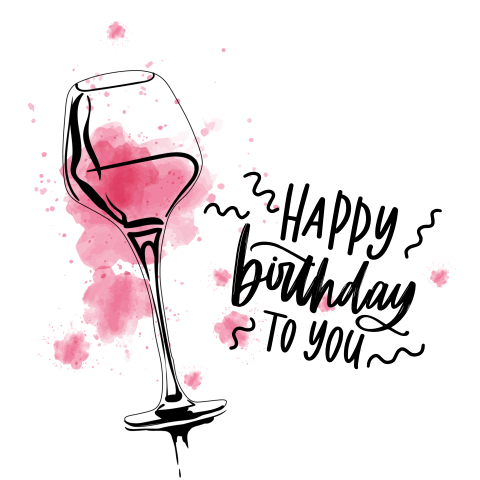 Verjaardagskaart vrouw met wijnglas