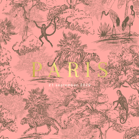 Geboortekaartje voor meisje pink jungle met goudfolie