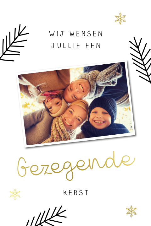 Christelijke foto kerstkaart met goudfolie