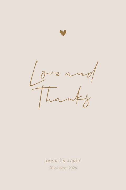 Trendy bedankkaart met ronde hoeken en hartje