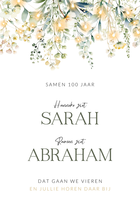 Abraham en Sarah uitnodiging samen 100 jaar
