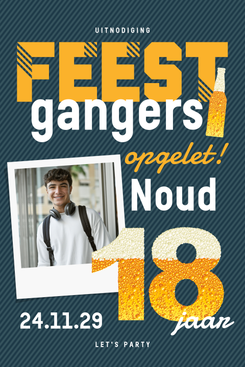 Uitnodiging verjaardag 18 jaar voor een man met foto