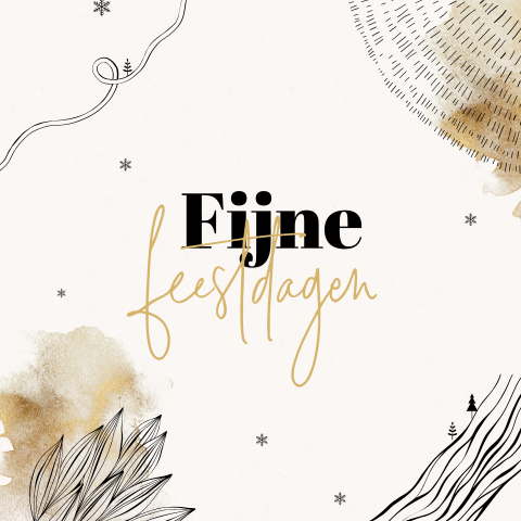 Kerstkaart met aquarel in goudkleur