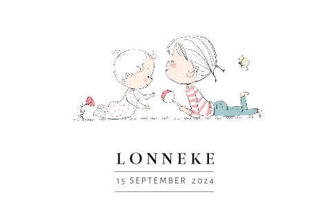 Getekend geboortekaartje voor twee zusjes