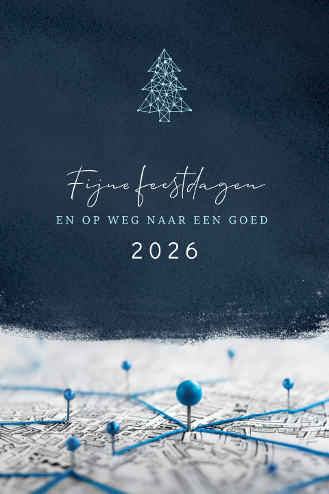 Wegenkaart zakelijke kerstkaart op weg naar goed 2026