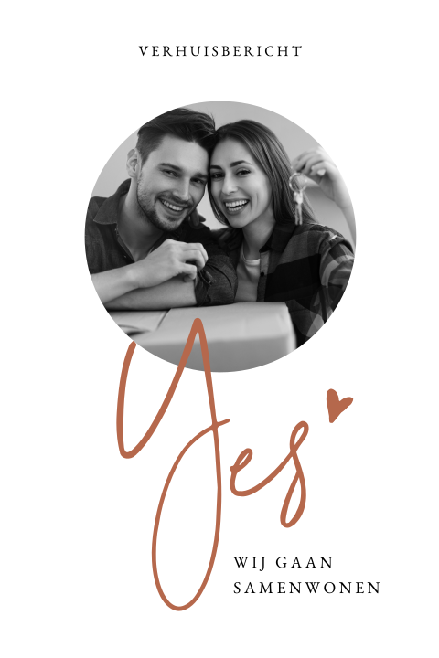 Verhuiskaart voor samenwonen met foto in cirkel