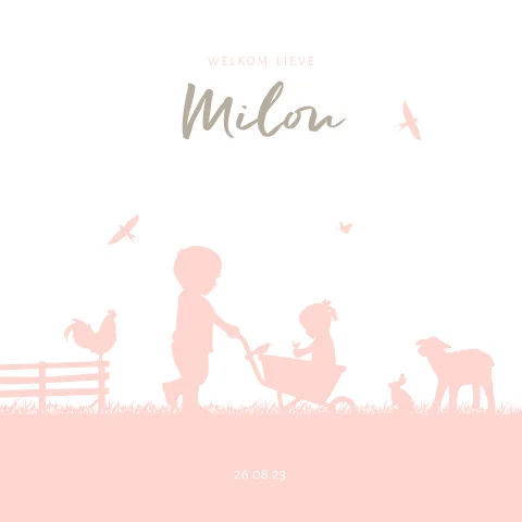 Zusje en broer tussen de boerderijdieren