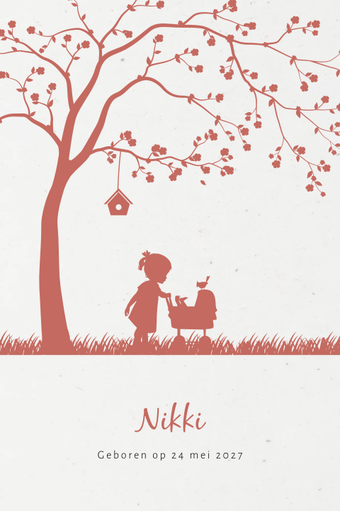 Duurzaam unisex silhouet geboortekaartje voor tweede kindje