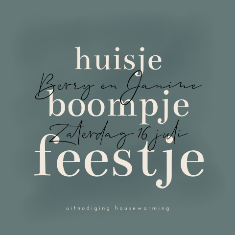 Basic huisje-boompje-feestje uitnodiging met ronde hoeken