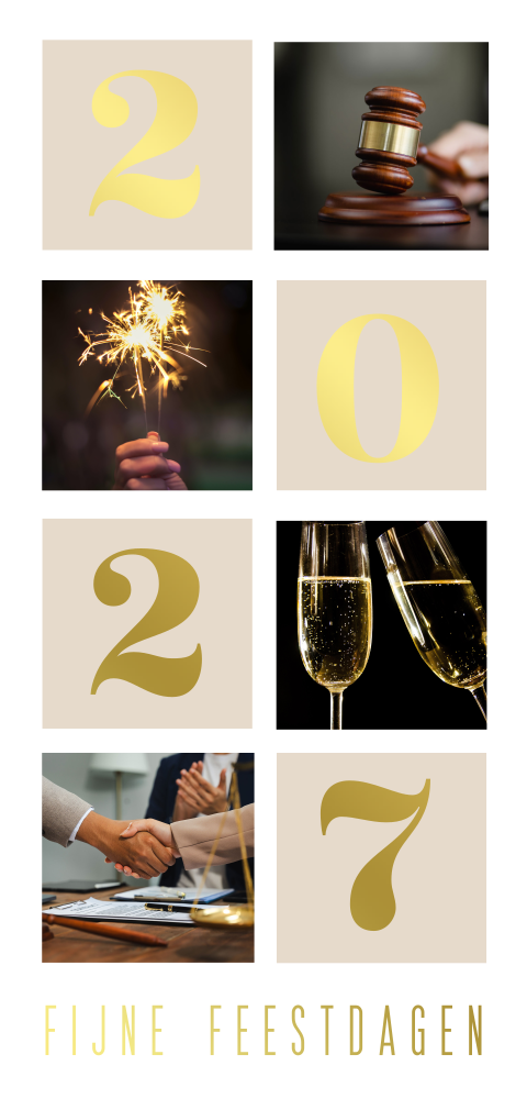 Advocaten kerstkaart zakelijk met foto collage en foliedruk
